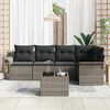 vidaXL Garden Sofa Set with Cushion 6 pcs Grey Poly rattan