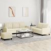 vidaXL 3 Piece Sofa Set with Cushions Cream Faux Leather