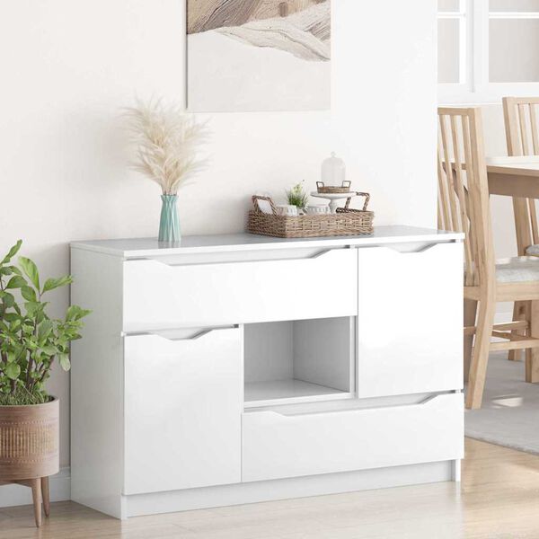 vidaXL Sideboard High Gloss White 100 x 30 x 65.6 Engineered Wood