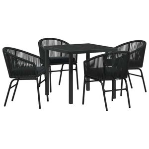 vidaXL Garden Dining Set 5 pcs Black Powder-Coated Steel