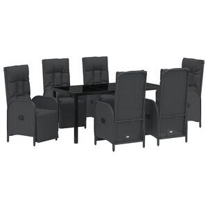 vidaXL Garden Dining Set 7 pcs Black Poly Rattan