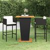 vidaXL 3 Piece Garden Bar Set with Cushions Poly Rattan Black