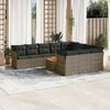 vidaXL 11 Piece Garden Sofa Set with Cushions Grey Poly Rattan