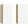 vidaXL TV Cabinets 2 pcs White and Sonoma Oak 30.5x30x60 cm Engineered Wood