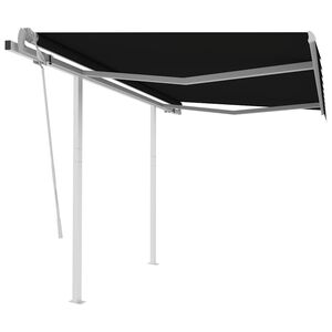 vidaXL Manual Retractable Awning with Posts 3x2,5 m Anthracite