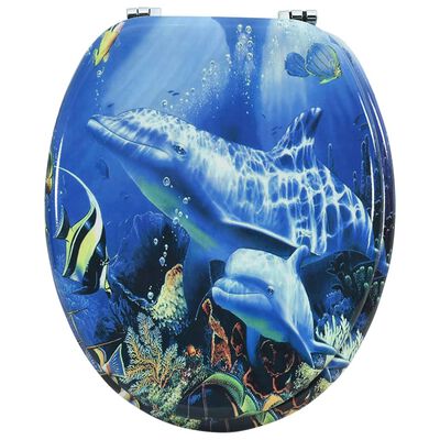 WC Toilet Seat MDF Lid Dolphins
