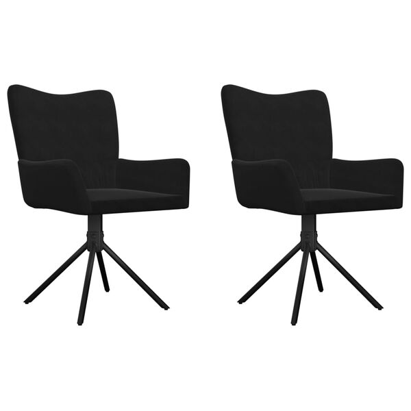 vidaXL Swivel Dining Chairs 2 pcs Black Velvet