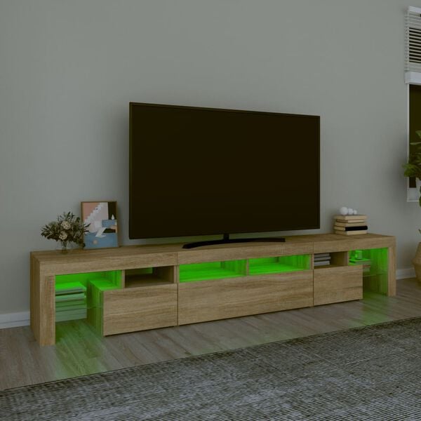 vidaXL TV Cabinet with LED Lights Sonoma Oak 230x36.5x40 cm