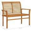 vidaXL Garden Bench with Blue Cushion 112 cm Solid Teak Wood
