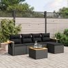 vidaXL 6 Piece Garden Sofa Set with Cushions Black Poly Rattan