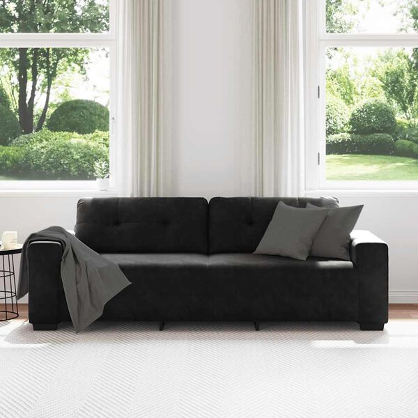 vidaXL 3-Seater Sofa Black 220x78x80 cm Velvet