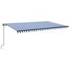vidaXL Retractable Awning | Blue and White | Aluminium frame | 500 cm x 300 cm