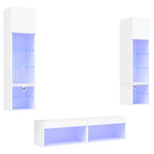 vidaXL 6 Piece TV Wall Units with LED White Engineered Wood
