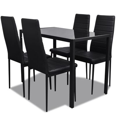 vidaXL Five Piece Dining Table Set Black