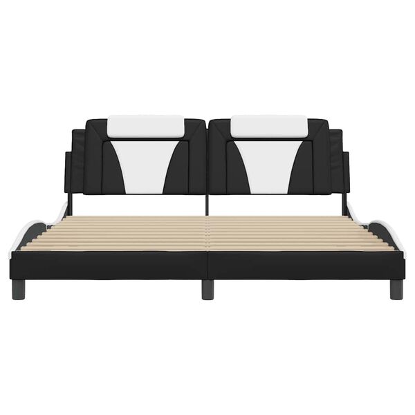 vidaXL Bed Frame "Viana" without Mattress Black and White 180x200 cm King Faux Leather