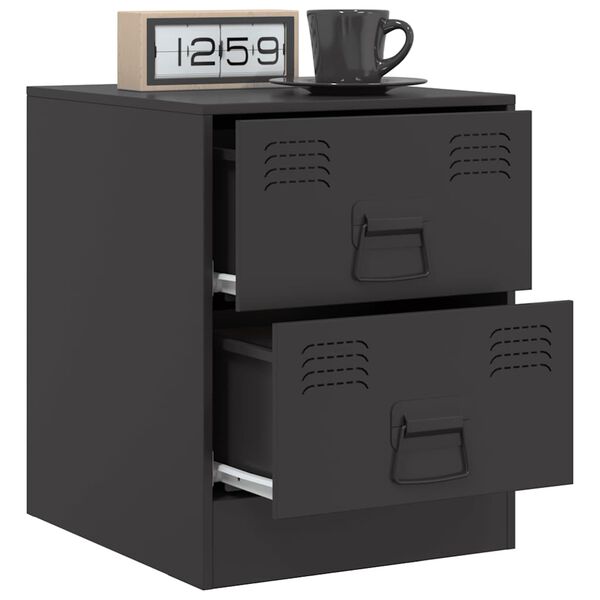 vidaXL Bedside Cabinets 2 pcs Black 34.5x39x44 cm Steel
