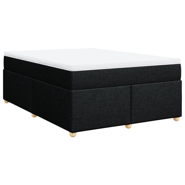 vidaXL Box Spring Bed with Mattress Black Double Fabric