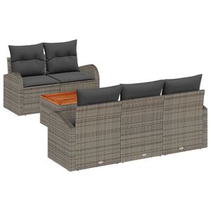 vidaXL Garden Sofa Set with Storage 6 pcs Grey Poly Rattan