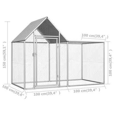 vidaXL Chicken Coop 2x1x1.5 m Galvanised Steel