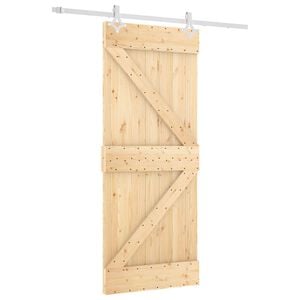 vidaXL Sliding Door Natural and White 85 x 210 cm Solid Pine Wood
