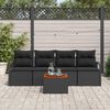 vidaXL Garden Sofa Set with Storage 5 pcs Black Poly Rattan
