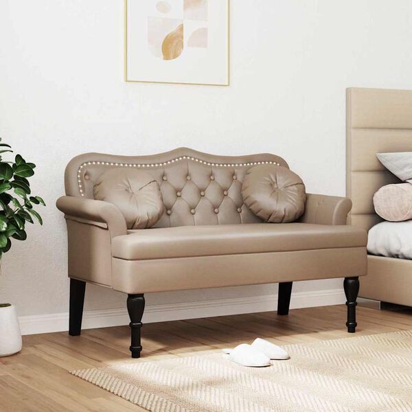 vidaXL Chesterfield Bench Cappuccino 120.5 x 65 x 75 cm Faux Leather