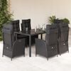 vidaXL 7 Piece Garden Dining Set with Cushions Black Poly Rattan