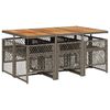 vidaXL 7 Piece Garden Dining Set with Cushions Grey Poly Rattan