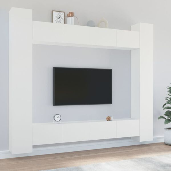 vidaXL 8 Piece TV Cabinet Set White Engineered Wood