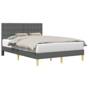vidaXL Bed Frame with Headboard Dark Grey 153 x 203 cm Fabric