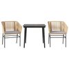 vidaXL 3 Piece Garden Dining Set with Cushions Brown Poly Rattan Glass