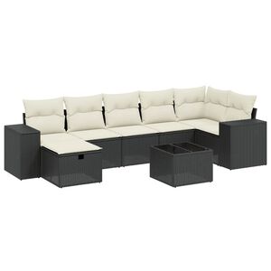vidaXL 8 Piece Garden Sofa Set with Cushions Black Poly Rattan