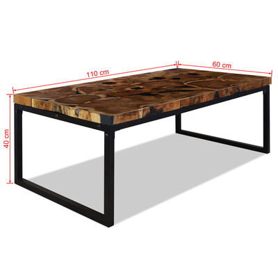 vidaXL Coffee Table Teak Resin 110x60x40 cm Black and Brown