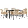 vidaXL 7 Piece Garden Dining Set with Cushions Brown Poly Rattan Glass