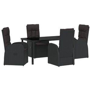 vidaXL Garden Dining Set 5 pcs Black Poly Rattan