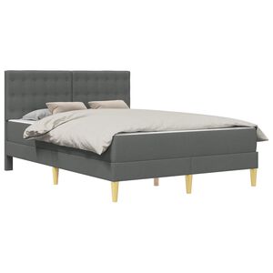 vidaXL Bed Frame with Mattress Dark Grey 137 x 190 cm Fabric