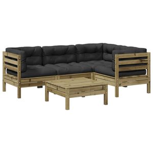 vidaXL 5 Piece Garden Sofa Set with Cushions Impregnated Wood Pine