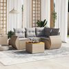 vidaXL 5 Piece Garden Sofa Set with Cushions Beige Poly Rattan