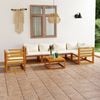 vidaXL 7 Piece Garden Lounge Set with Cushion Cream Solid Acacia Wood
