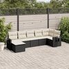 vidaXL 7 Piece Garden Sofa Set with Cushions Black Poly Rattan