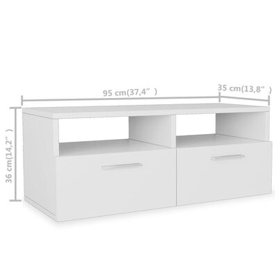 vidaXL TV Cabinet Chipboard 95x35x36 cm White