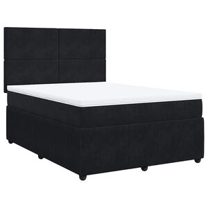 vidaXL Box Spring Bed with Mattress Black Double Velvet