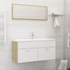 vidaXL Bathroom Furniture Set White and Sonoma Oak Engineered Wood