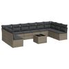 vidaXL 11 Piece Garden Sofa Set with Cushions Grey Poly Rattan