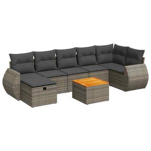 vidaXL 8 Piece Garden Sofa Set with Cushions Grey Poly Rattan
