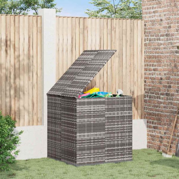 vidaXL Garden Cushion Box PE Rattan 100x97.5x104 cm Grey
