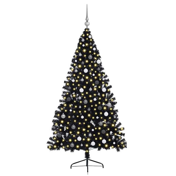 vidaXL Artificial Pre-lit Christmas Tree Black 210 cm PVC