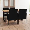 vidaXL 5 Piece Garden Dining Set with Cushions Poly Rattan Black