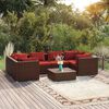 vidaXL 7 Piece Garden Lounge Set with Cushions Poly Rattan Brown