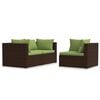 vidaXL 3 Piece Garden Lounge Set with Cushions Brown Poly Rattan